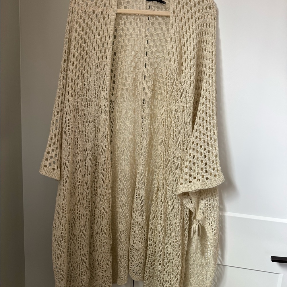 torrid Open-Knit Cream Crochet Cardigan